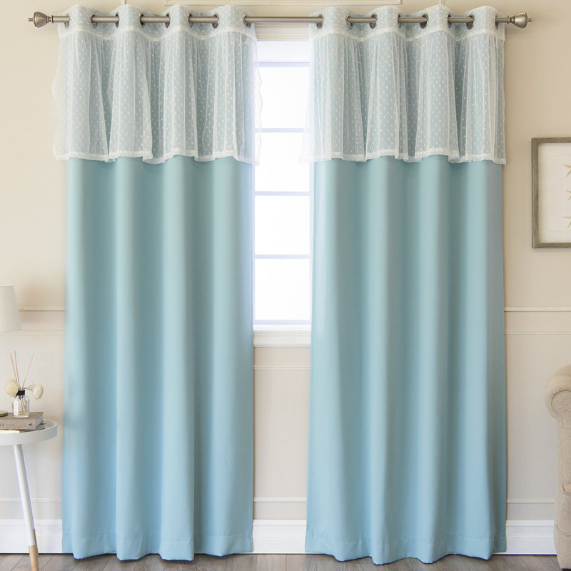 Paire de rideaux occultant et isolants avec œillets Dot, Turquoise