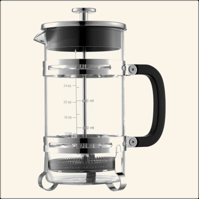 VEVOR French Press Coffee Maker, 34 Ounce 1 Liter Borosilicate Glass Coffee Press Tea Maker With Stainless Steel Filter, Large Glass French Presses Cold Brew For Camping Travel Home Kitchen, Silver