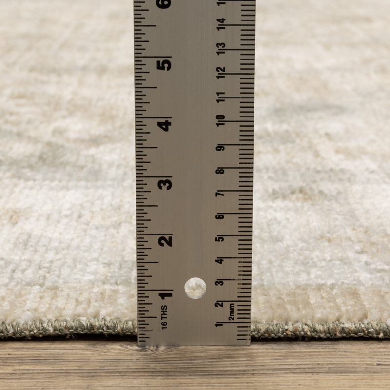 Tapis bleu pâle / taupe Lainey, Tapis de couloir 2 pi 7 po x 7 pi 7 po