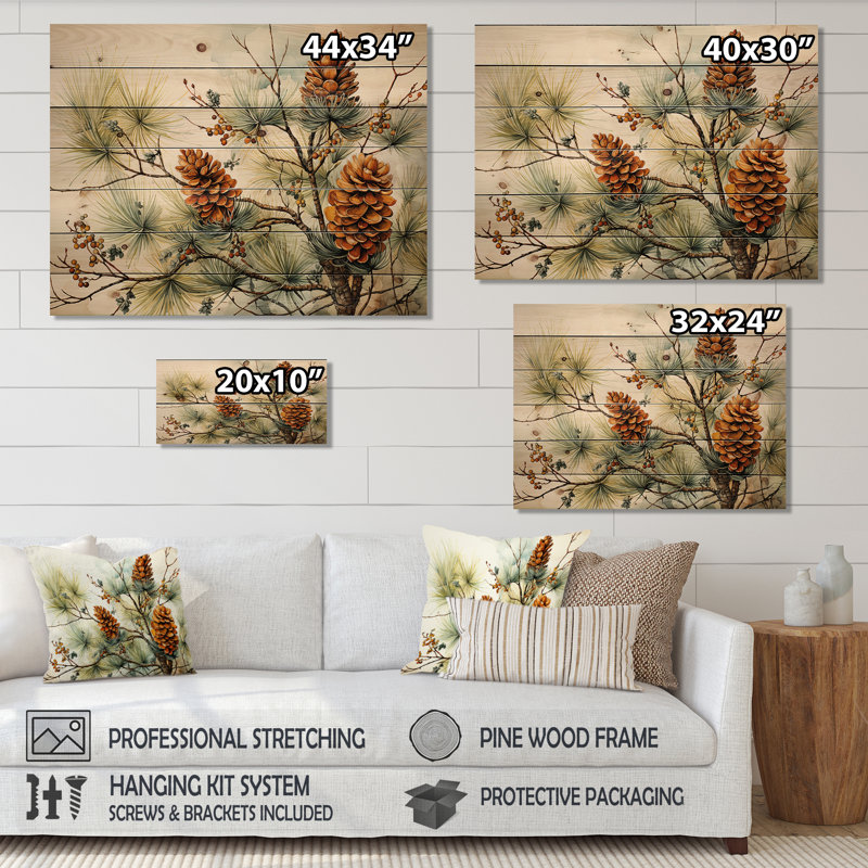 Impression de pin sur bois naturel, H 10 po x l 20 po x P 0,78 po