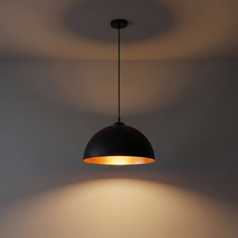 Modern Glossy Black Dome Chandelier