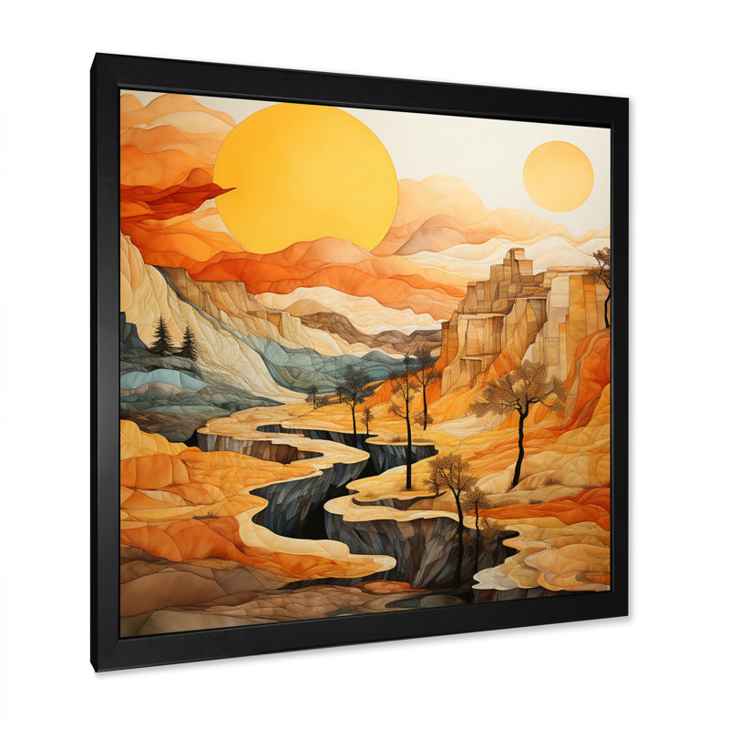 «Bold Landscape Canyon Desert VI - Canyon», art mural, H 30 po x l 30 po x P 1 po, Cadre simple noir