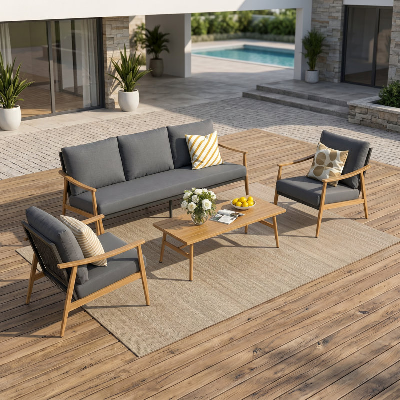 Ensemble de conversation pour tout-ensemble de conversation en aluminium pour 5 personnes avec coussins