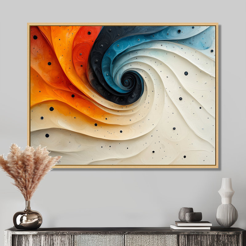 Mathes - Abstract Large Wall Art, H 34 po x l 44 po, Brun, Cadre flottant