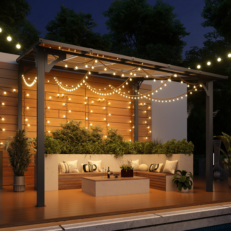 Pergola en aluminium avec auvent, H 99,2 po x l 92,9 po x P 103,5 po