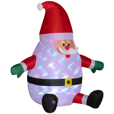Outsunny 6' Inflatable Christmas Santa Claus With Rotating Magic Ball Light, Blowup Outdoor Yard Display For Lawn Garden Party