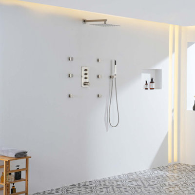 3 Functions 12" Wall Mount Thermostatic Shower System