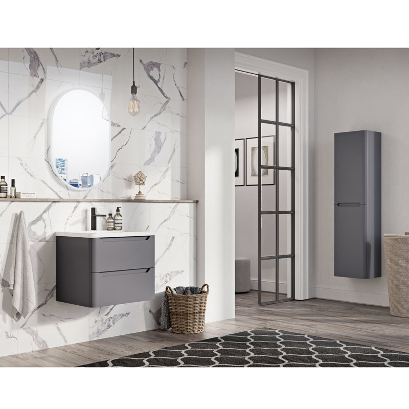Eve 600 mm Single Vanity with Integrated Basin, Charcoal