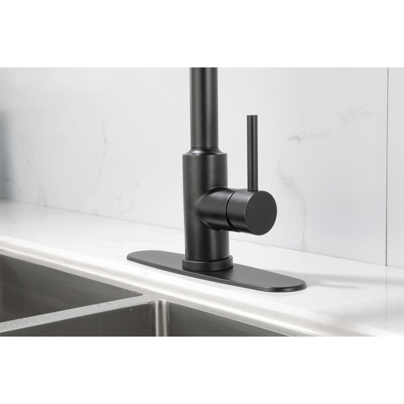 Pull Down Kitchen Faucet Matt Black - Stainless Steel Made, 360 Rotating Nozzle, Corrosion Finish, Single Handle For Water Temperature And Flow Regulation With Rust Coating, Convenient Management