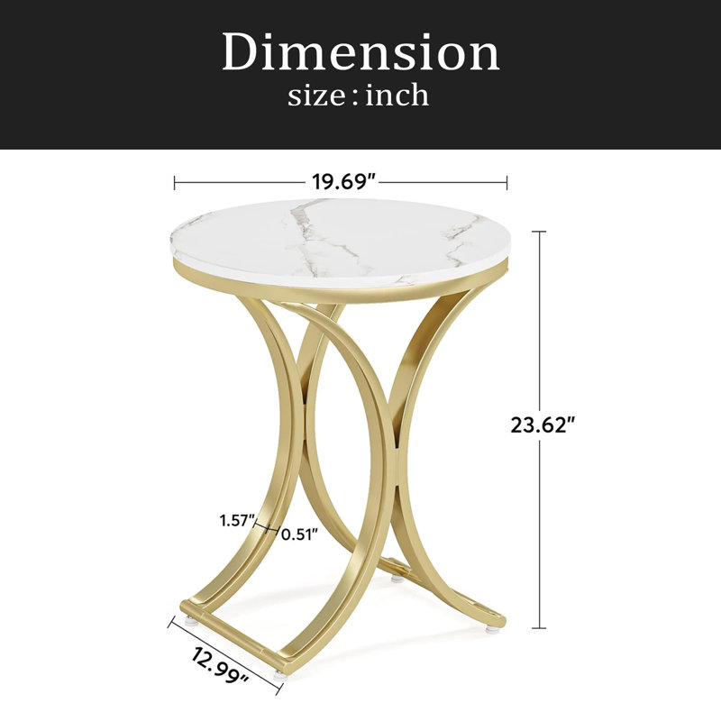 Table d'appoint pour canapé polyvalente, table de bout ronde chic, table basse étroite