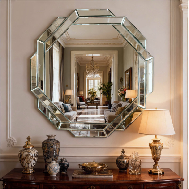 Large Wall Mirror For Decor, Horizontal Or Vertical Frameless Beveled Edge Mirror, Full Length Wall Mirror For Living Room, Bathroom, Bedroom, Hallway, Dining Room(35.8' X 23.8')