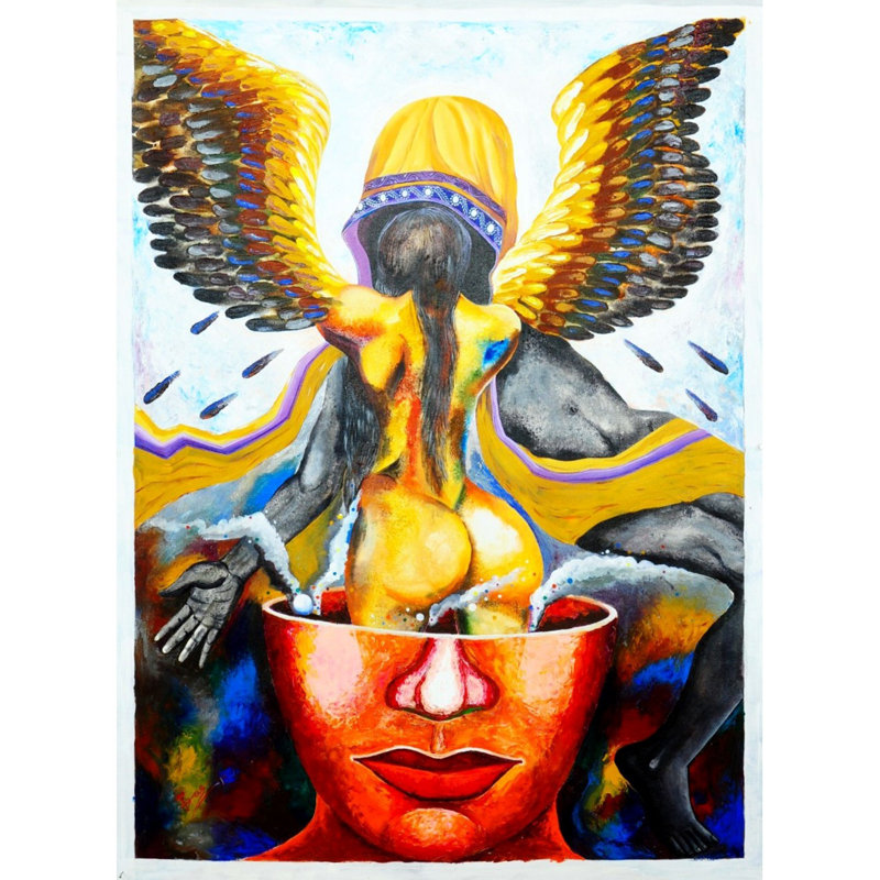 «Mindscape Woman with Wing», peinture | Acrylique sur toile | Par Pradeepta Kishore Das