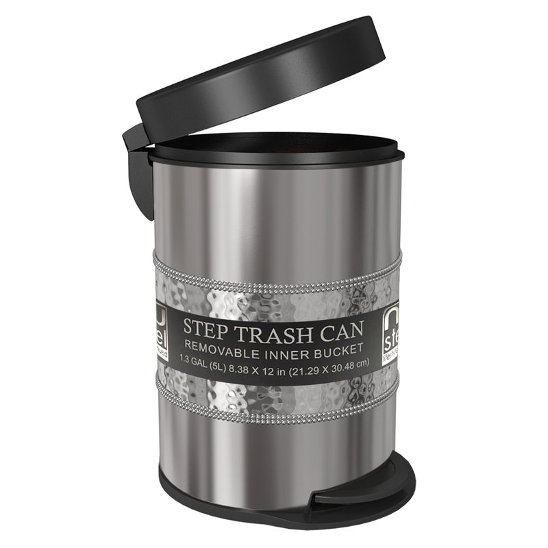 Steel Open Waste Basket - 1.32 Gallons