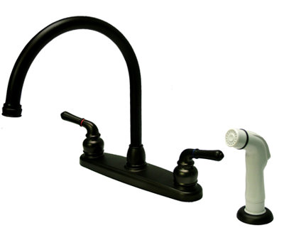 Kingston Brass Magellan Two-Handle 4-Hole 8" Centerset Kitchen Faucet with Side Sprayer