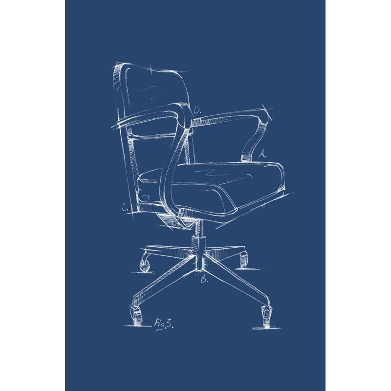 Office Chair Blueprint I by Ethan Harper - Wrapped Canvas Print, 30cm H x 20cm W