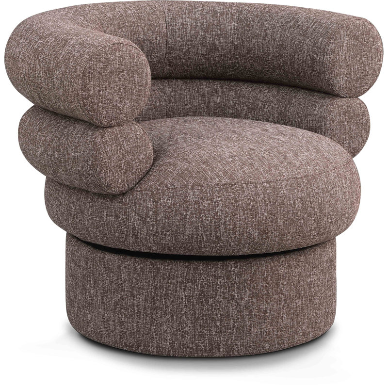 Hyypio Linen Textured Fabric Accent Swivel Chair, Brown Linen Textured Fabric