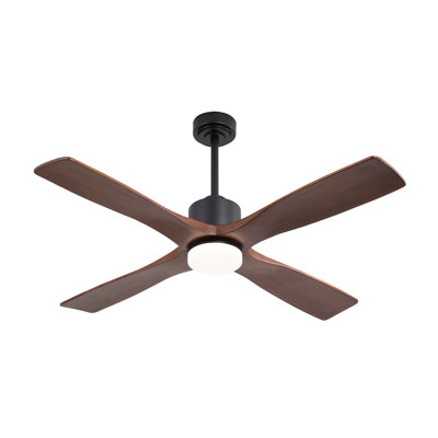 Dc Motor 4 Solid Wood Blades Indoor Ceiling Fan With Light Kit