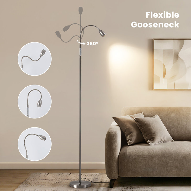 Precision Task Standing Lamp With Adjustable Beam & Flexible Gooseneck - Dimmable Focus Light For Reading & Office Work