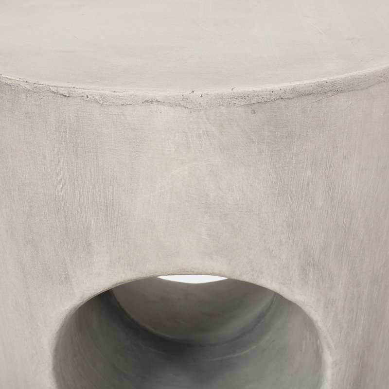 Outdoor Grey Concrete Accent Table - Enhances Patio And Backyard Appeal Modern Elegant