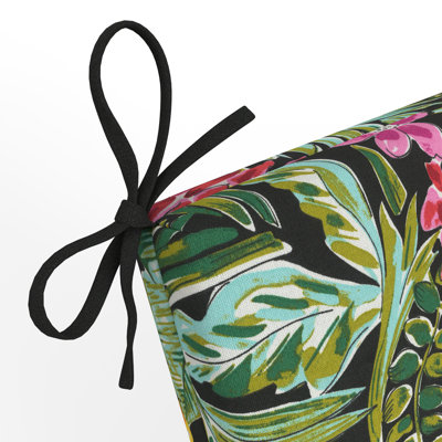 Bay Isle Home™ Tropic Floral Indoor/Outdoor Solid Back Chaise Lounge Cushion with Ties