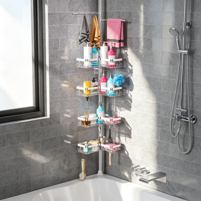 Coin de support de douche antirouille pour salle de bain, organisateur de coin de salle de bain réglable