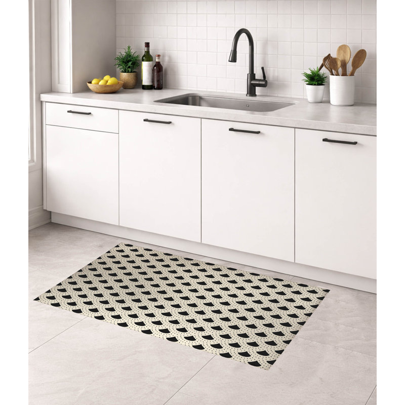 Tapis de cuisine à pois, Rectangle 2' x 3', Midnight Charcoal Geometric