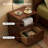 Solid Oak Swirling Side Table-Brown Oak-1331397451