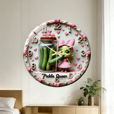 Horloge murale cornichon en forme de cœur avec cornichon et cornichon de 16 po