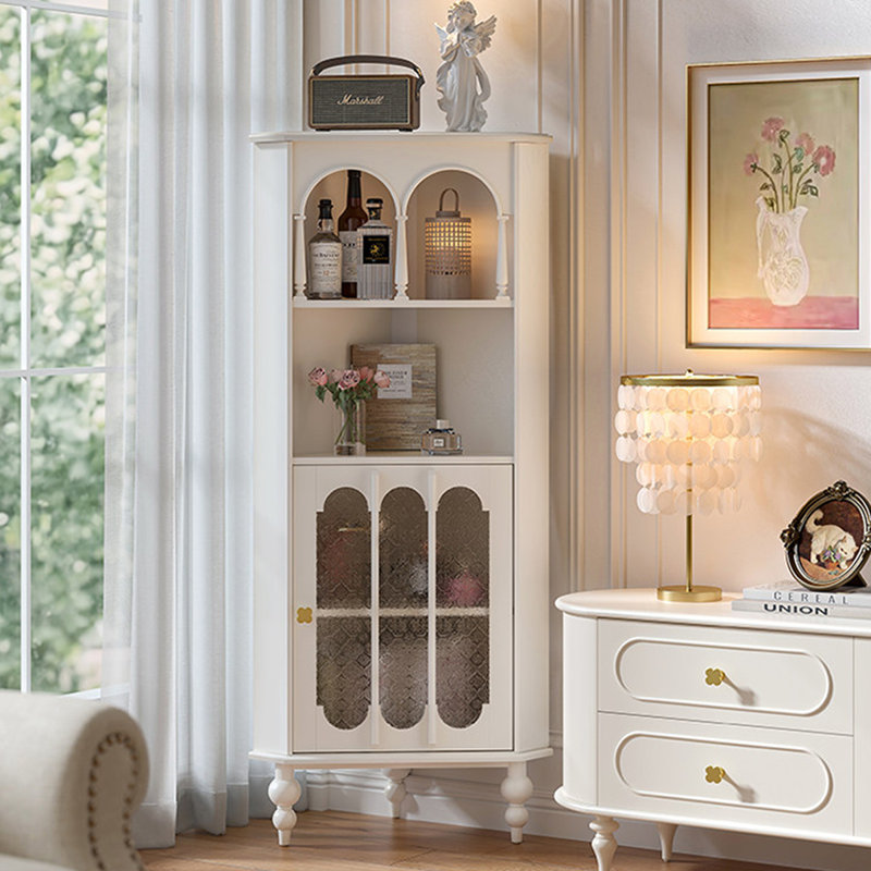 Buffet décoratif rétro en bois massif blanc
