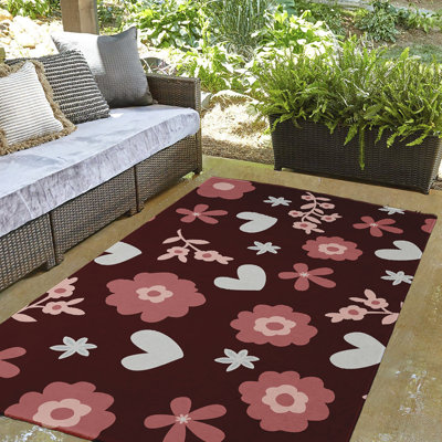 Tapis en chenille tissé à la machine Jaddo - rouge / blanc