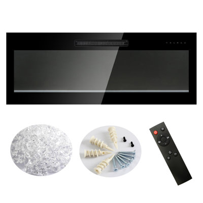 Wall Mounted 42 Inch Fireplace, 11 Temp Settings, Remote Control With Clear Display Electric 5 Settings Of Brightness, 5000 /H Heat Output