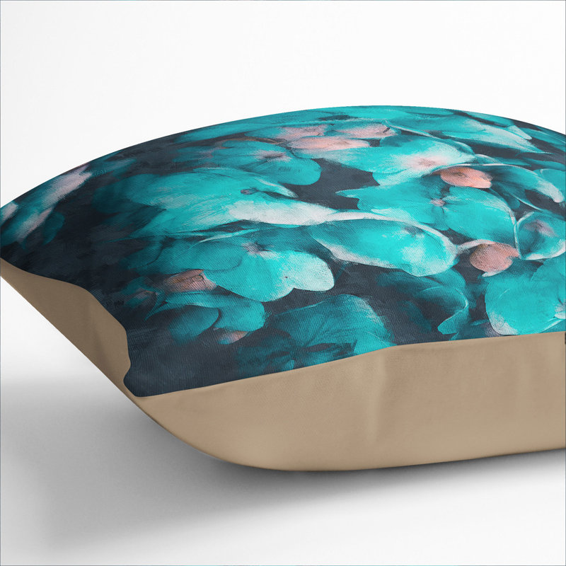 Teal Blue Hydrangeas Painting Square Throw Cushion, Stone, 55cm H x 55cm W x 20cm D