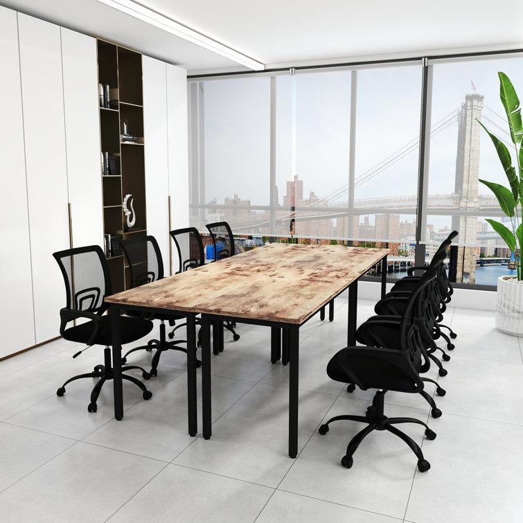 157.4'' Wide Modern Rectangular Conference Table And Chairs Office Set