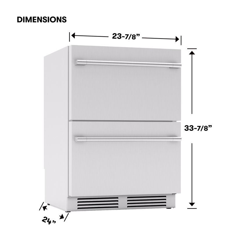 Zephyr Presrv 24 In. 5.1 cu. ft. Dual Zone Outdoor Refrigerator Drawers