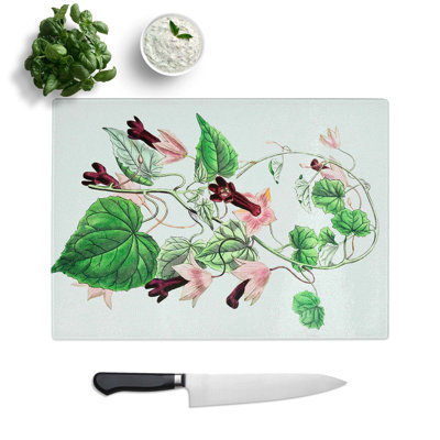 Tempered Glass Bell Vine Flowers Chopping Board