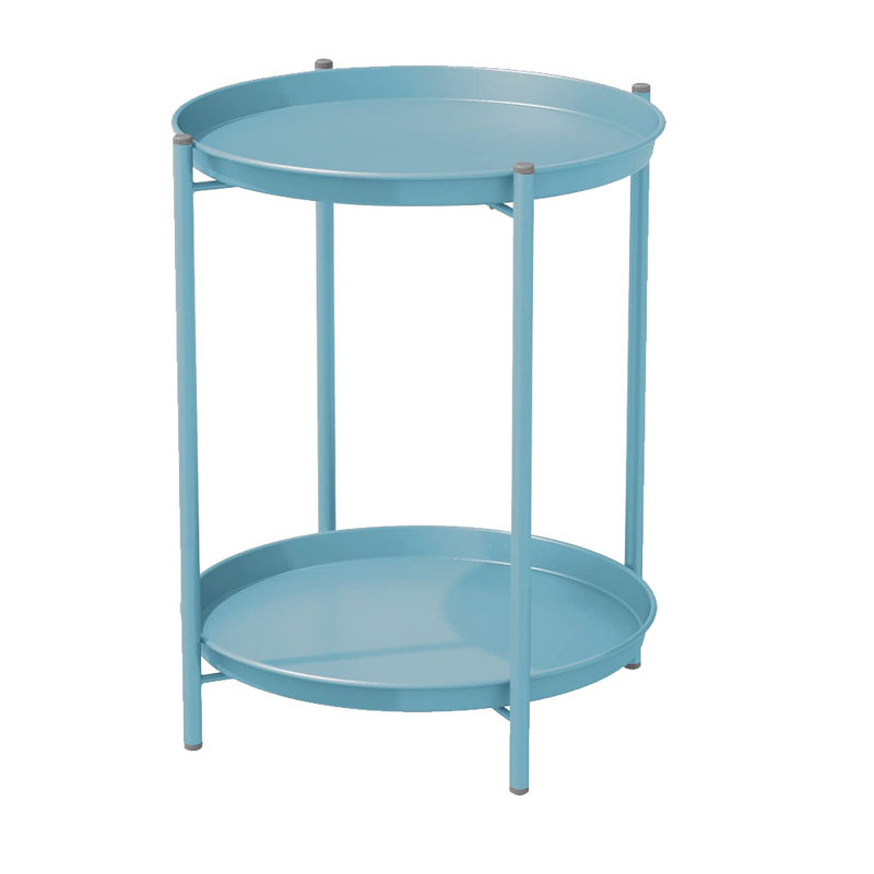 Eucleides Steel Tray Top End Table, Blue