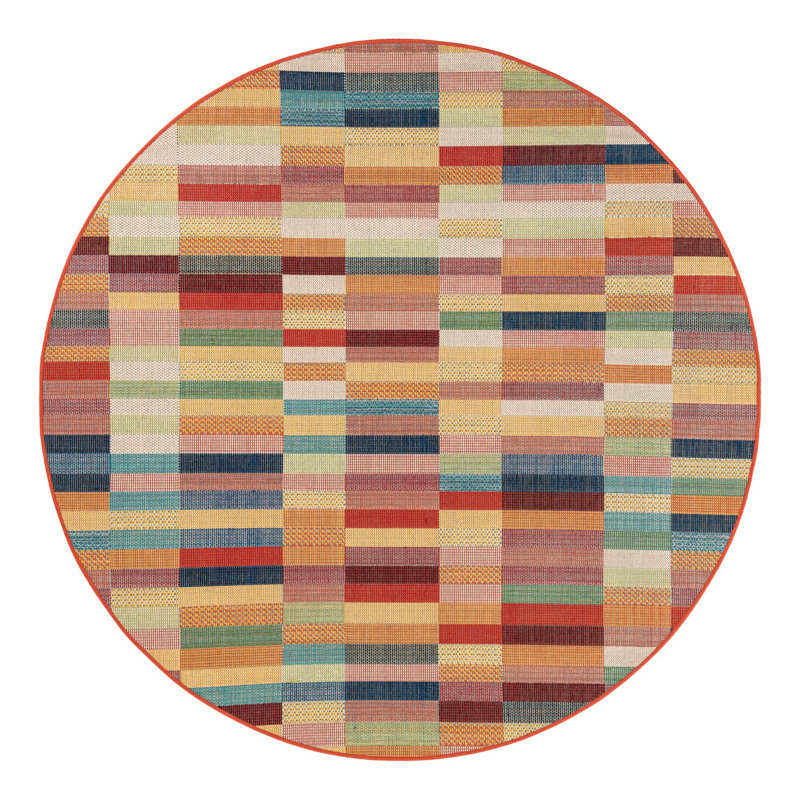 Striped Indoor / Outdoor Rug, Round 7'10"