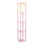 Lampe sur pied Dyreng à 3 tablettes, rose poudré, abat-jour en lin blanc, 159 cm de hauteur
