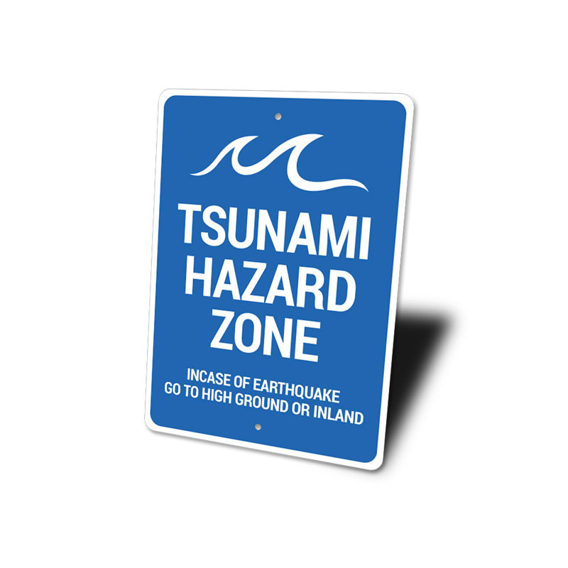 Enseigne de zone de danger du Tsunami, H 18 po x l 12 po x P 0,06 po