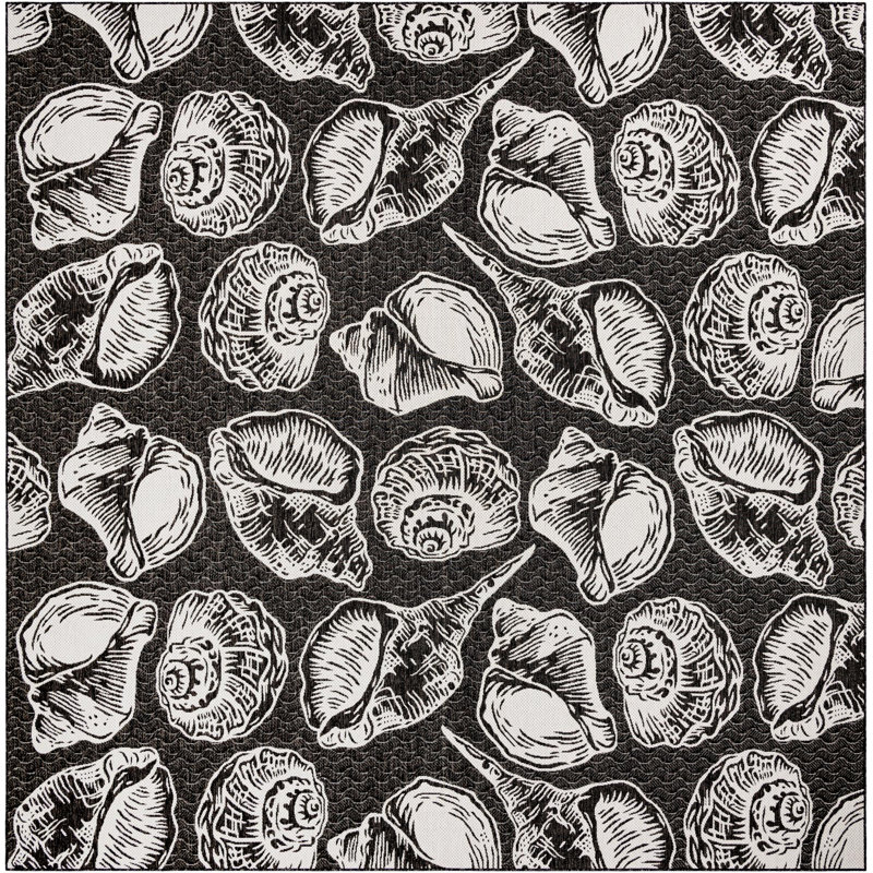 Contemporary Aviesel Area Rug Black and White Colour, Square 12'
