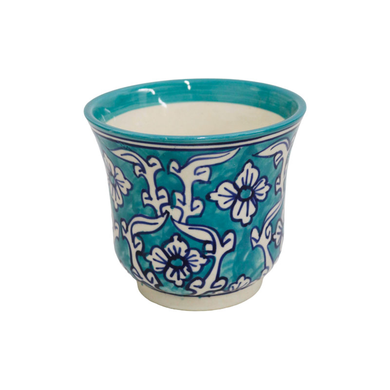 Pot à fleurs en céramique Home & Manor, bleu sarcelle, Sarcelle