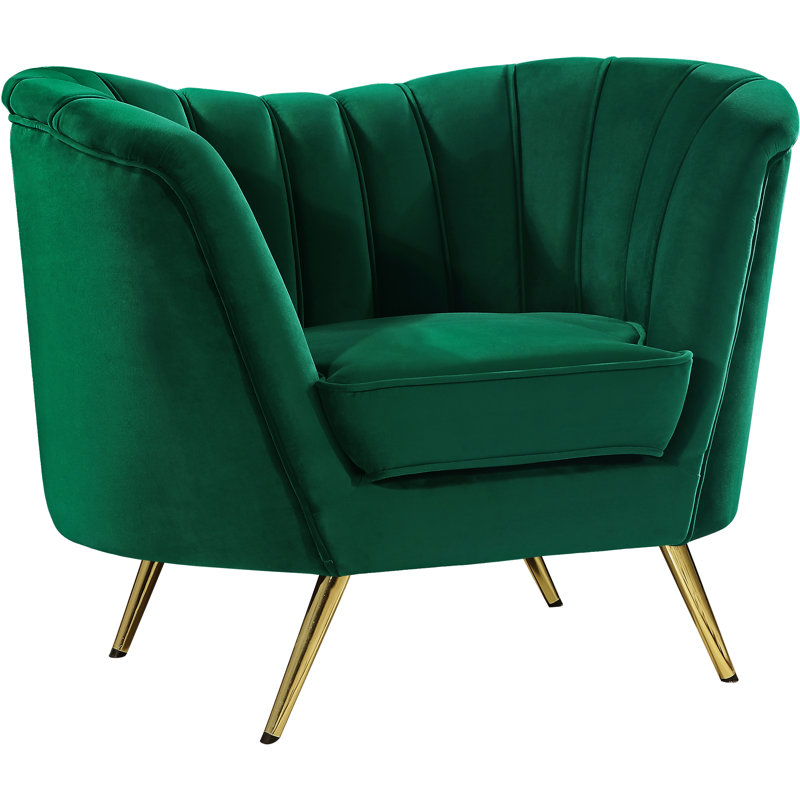 Margo 43" Wide Tufted Velvet Barrel Chair, Green Velvet