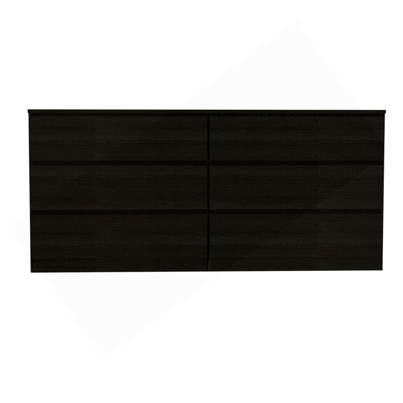 Commode double 6 tiroirs, plateau supérieur, noir