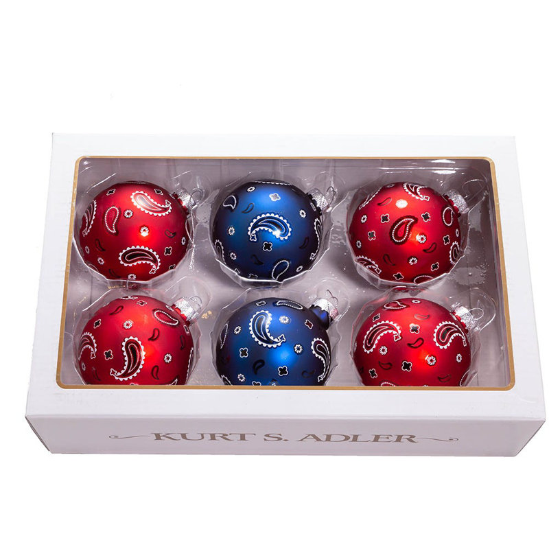 Ensemble d'ornement boule en verre 6 pièces Bandana