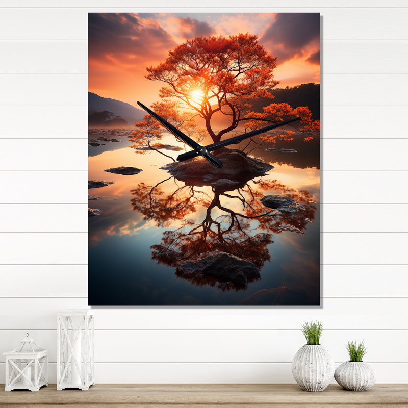 Horloge murale Majestic Riverbanks IV - Lakes & Rivers, Médium