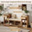 3-in-1 Natural Wood Entryway Storage Bench with Shoe Cabinets & Cushion