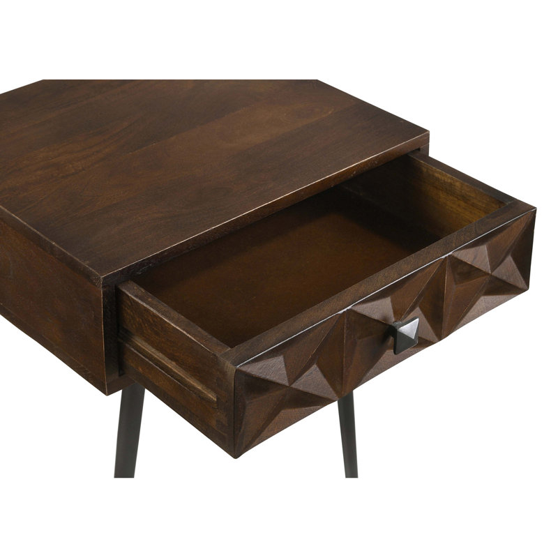 Gibson Coffee Brown 1-Drawer Rectangular Side Table