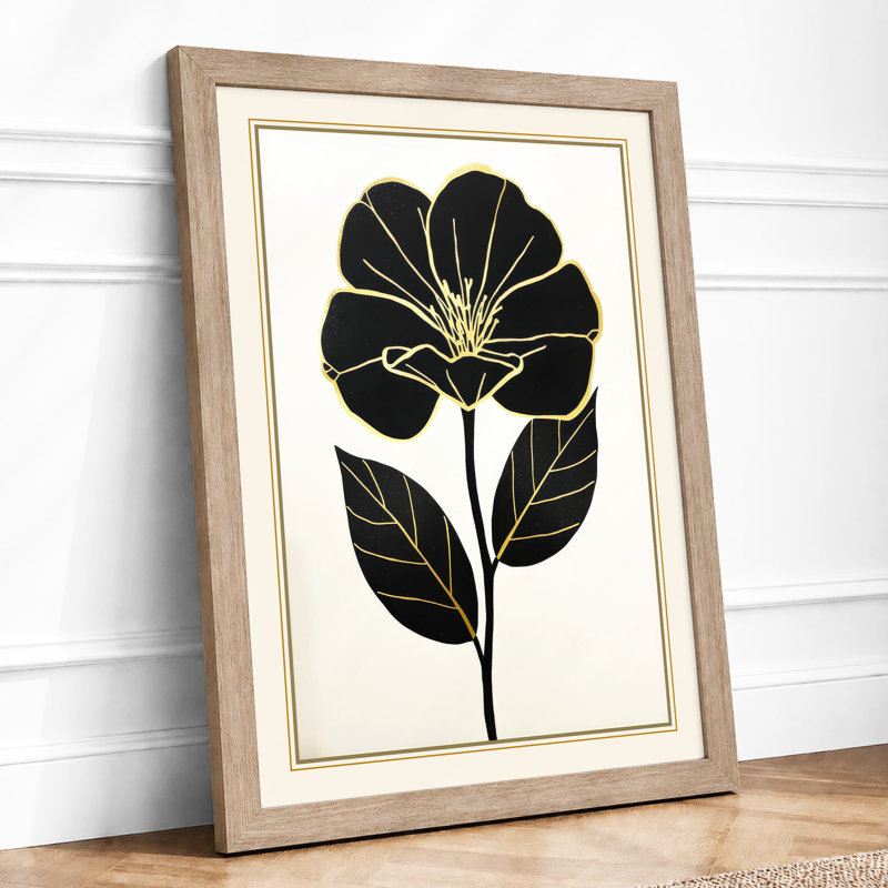 Golden Bloom Botanical - Framed Print, Oak, A3 - 42.0 x 29.7 cm