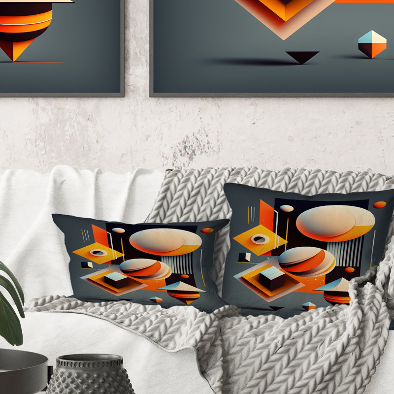 Graphic Retro Compositions VI - Coussin décoratif à imprimé géométrique abstrait