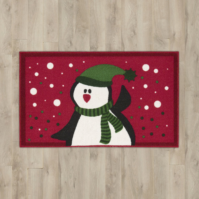 Tapis de zone rouge pingouin